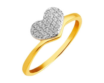 Złoty pierścionek z cyrkoniami - serce