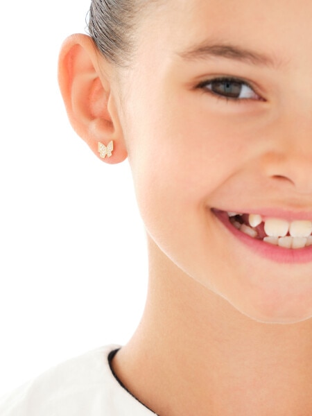 Złote kolczyki z cyrkoniami - motyle