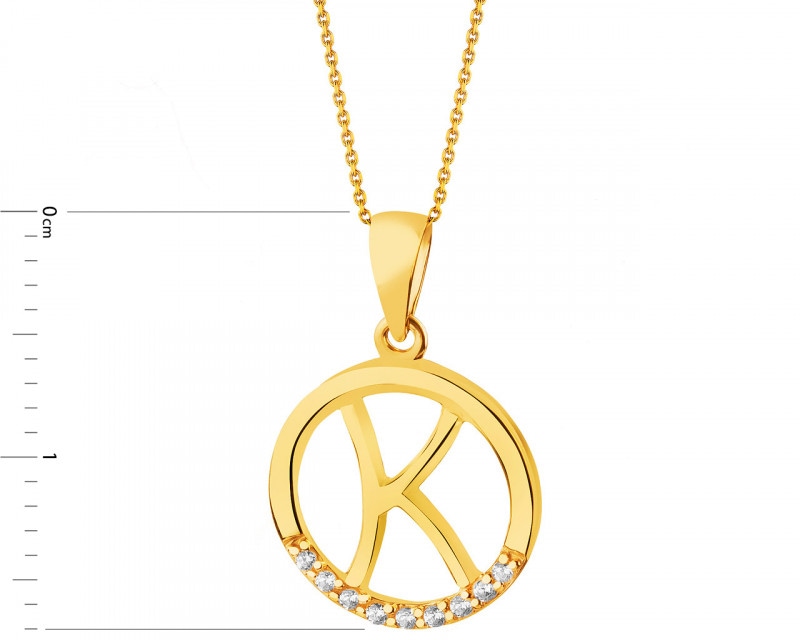 8 K Yellow Gold Pendant with Cubic Zirconia