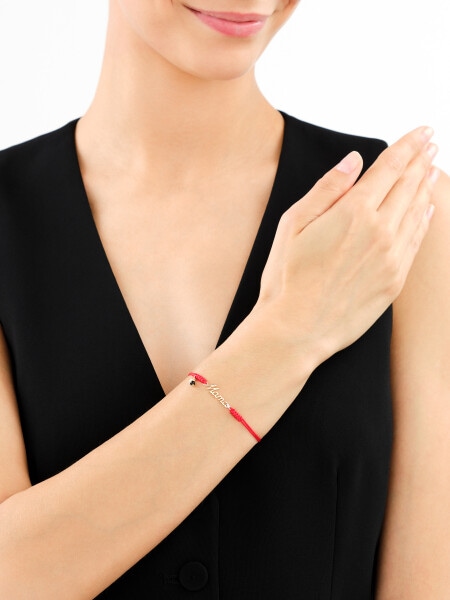 9 K Rhodium-Plated Yellow Gold Bracelet with Diamond - fineness 9 K