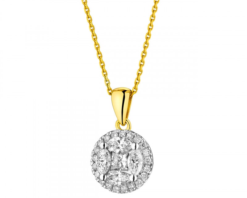 14 K Rhodium-Plated Yellow Gold Pendant with Diamonds 0,63 ct - fineness 14 K