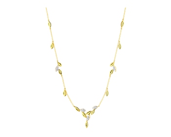 9 K Rhodium-Plated Yellow Gold Necklace with Diamonds 0,05 ct - fineness 9 K