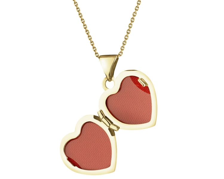 Zawieszka z żółtego złota z diamentem - puzderko - serce - 0,005 ct - próba 375