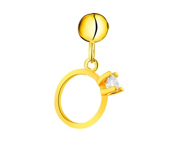 Złota zawieszka - pierścionek z cyrkonią