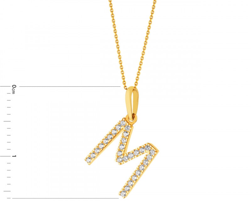 Gold pendant with cubic zirconia - letter M
