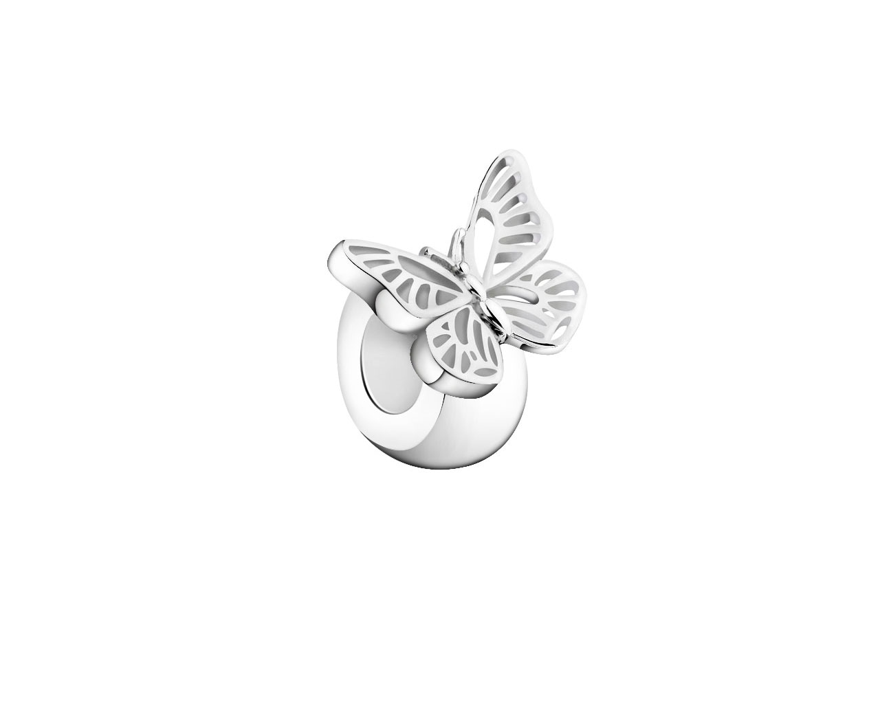 Stříbrný přívěsek beads - zarážka - motýl