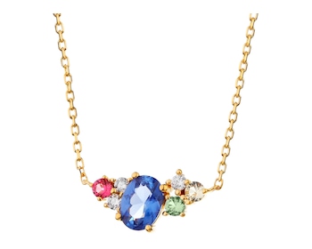 Gold Plated Silver Necklace with Cubic Zirconia