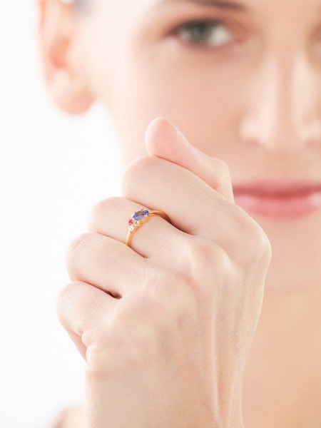 Pozlacený stříbrný prsten se zirkony