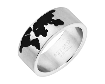 Pánský prsten z ušlechtilé oceli - mapa světa