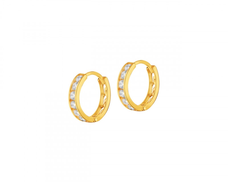 14 K Yellow Gold Earrings with Cubic Zirconia