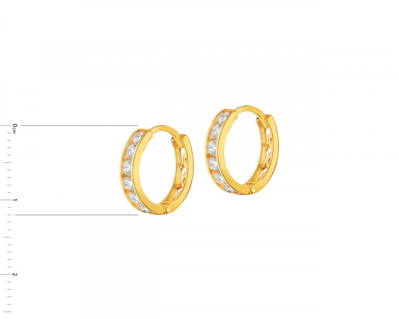 14 K Yellow Gold Earrings with Cubic Zirconia