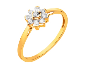 Złoty pierścionek z cyrkoniami - kwiat 