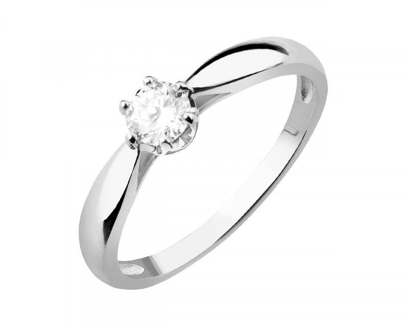 585 Rhodium-Plated White Gold Ring with Cubic Zirconia