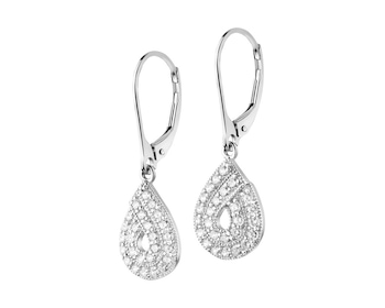 14 K Rhodium-Plated White Gold Earrings with Cubic Zirconia