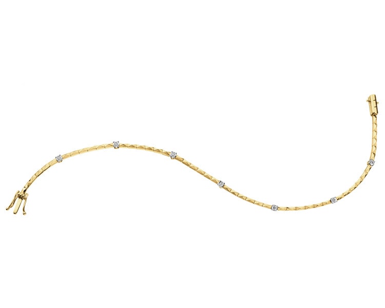 14 K Rhodium-Plated Yellow Gold Bracelet with Diamonds - 0,04 ct - fineness 14 K