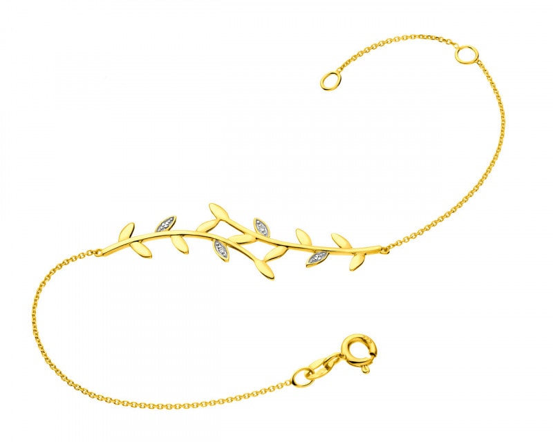 9 K Rhodium-Plated Yellow Gold Bracelet with Diamonds 0,006 ct - fineness 9 K