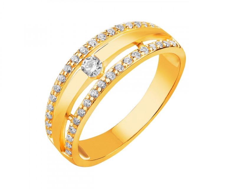 8 K Yellow Gold Ring with Cubic Zirconia