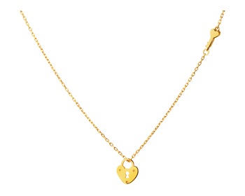 Yellow gold necklace - key, padlock