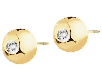 14 K Rhodium-Plated Yellow Gold Earrings with Diamonds - 0,01 ct - fineness 14 K