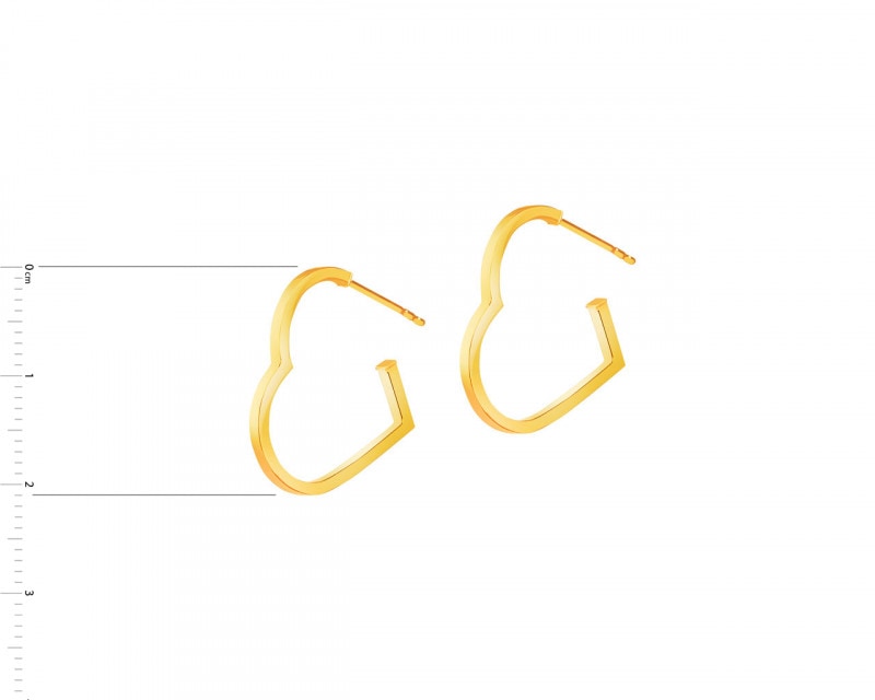 Yellow gold heart hoop earrings