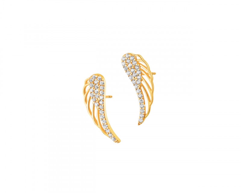Złote kolczyki z cyrkoniami - skrzydła