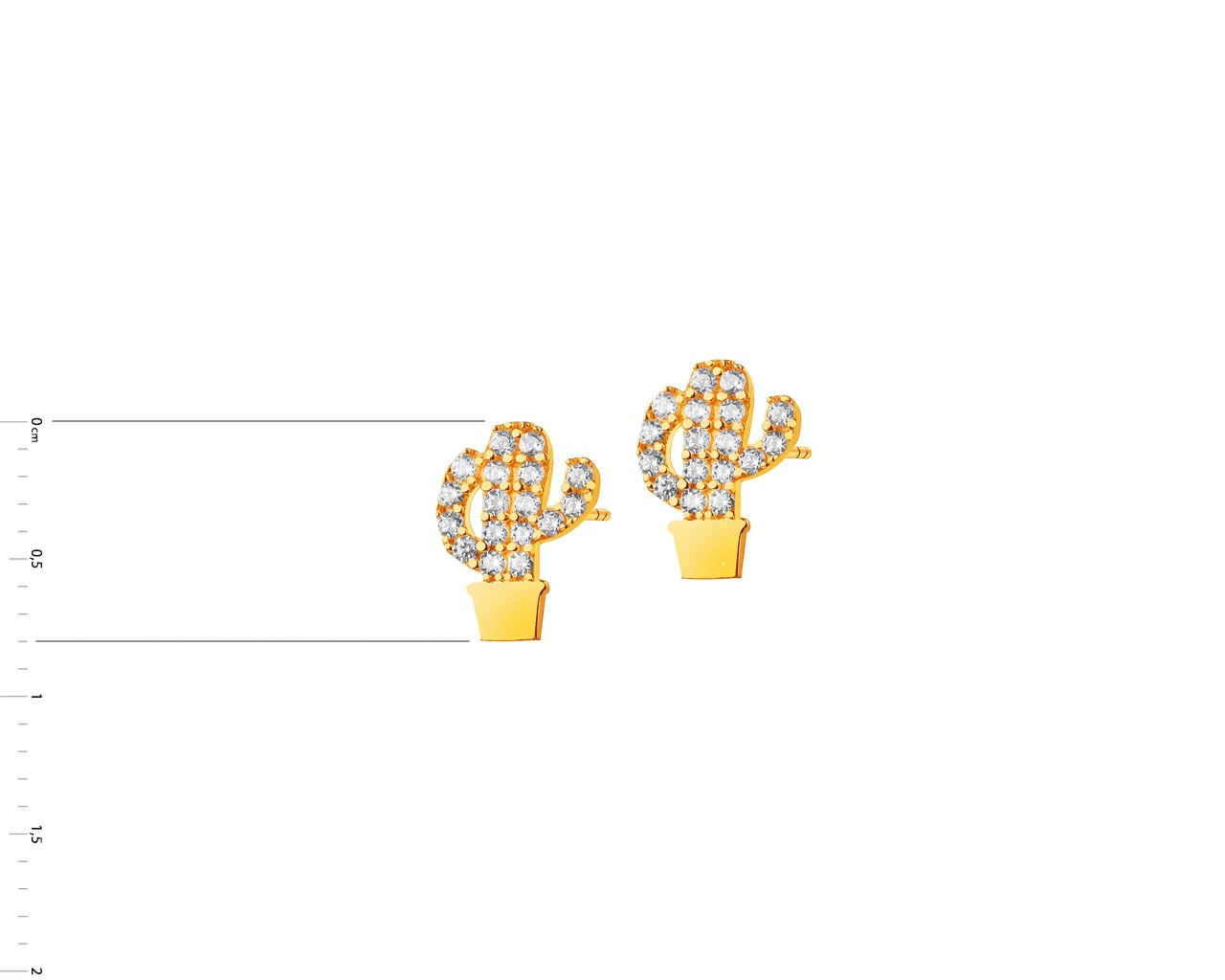 Złote kolczyki z cyrkoniami - kaktusy
