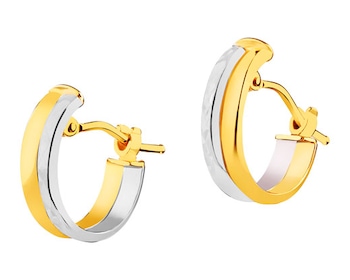 8 K Rhodium-Plated Yellow Gold Earrings