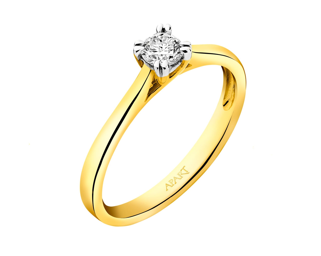Prsten ze žlutého zlata s briliantem 0,21 ct - ryzost 585