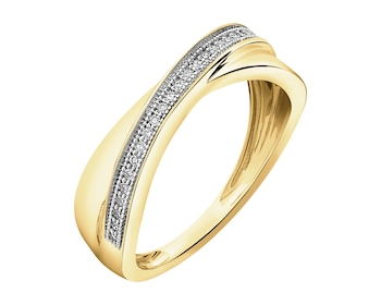 14 K Rhodium-Plated Yellow Gold Ring with Diamonds - 0,07 ct - fineness 14 K