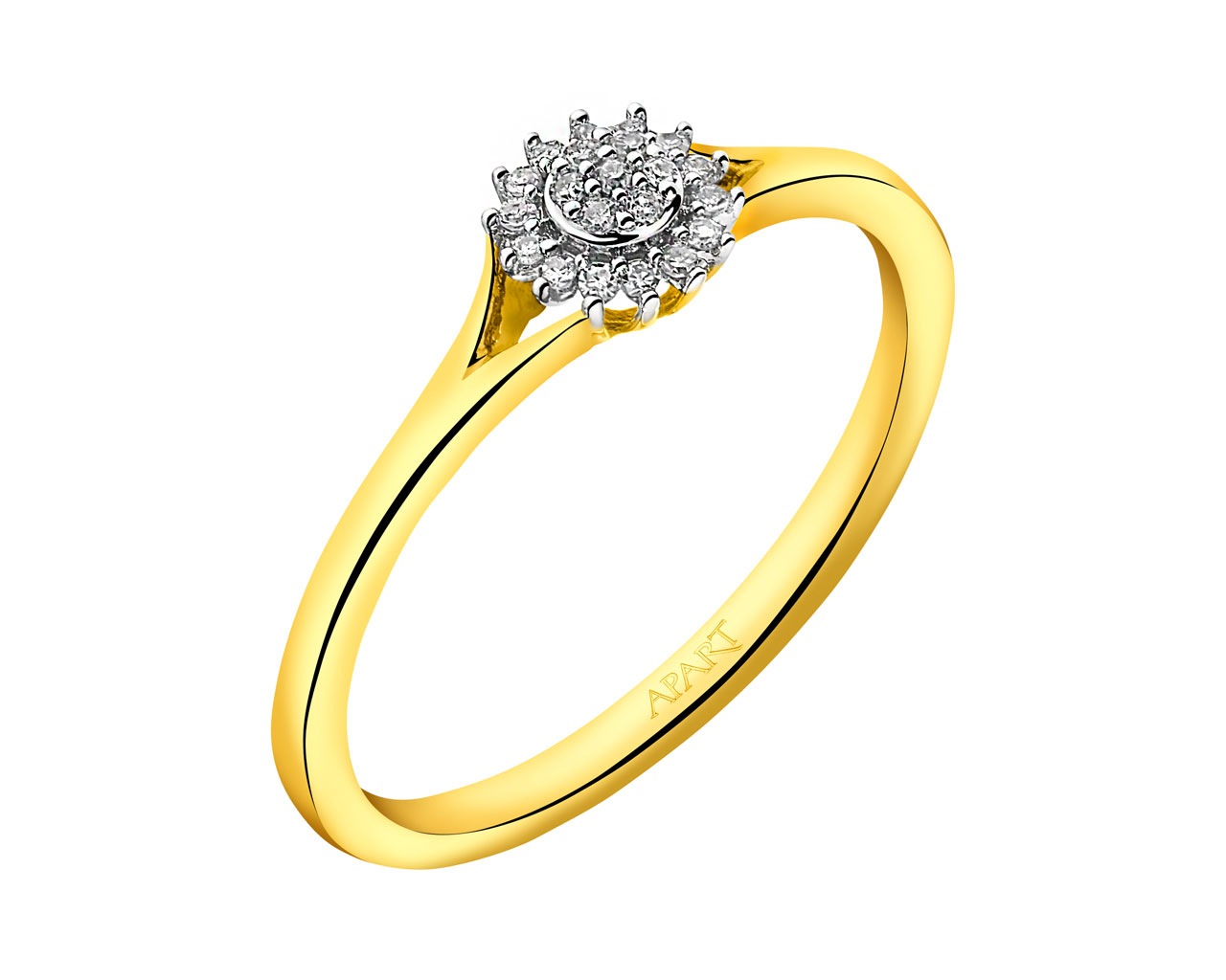 Prsten ze žlutého zlata s diamanty 0,07 ct - ryzost 585