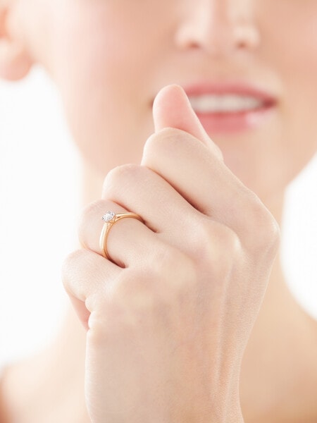 Prsten ze žlutého a bílého zlata s briliantem - 0,04 ct - ryzost 585