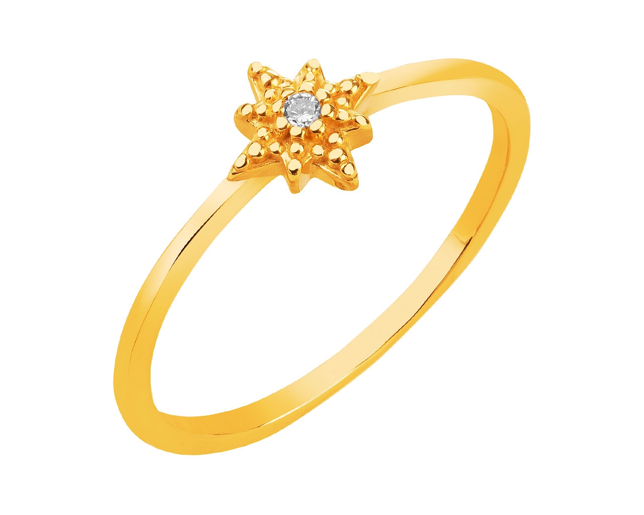 Złoty pierścionek z cyrkonią - gwiazdy