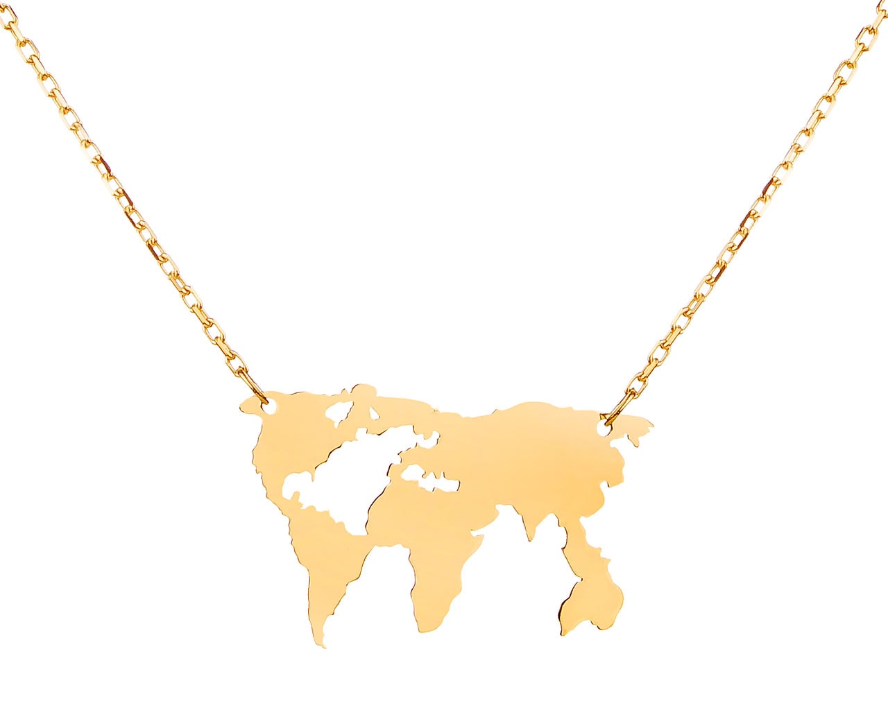 Zlatý náhrdelník, anker - mapa světa