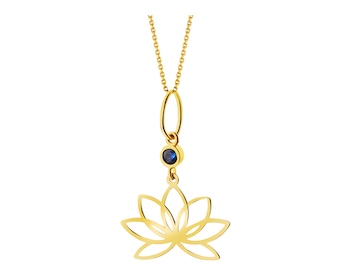 Zlatý přívěsek se zirkonem - květ lotosu
