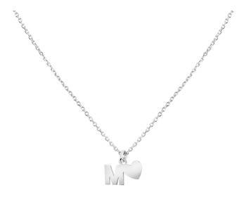 Stříbrný náhrdelník - písmeno M, srdce
