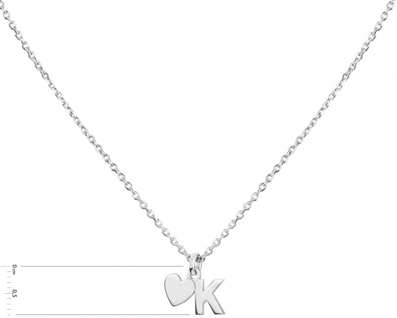 Silver necklace - letter K, heart