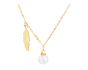 Collar de oro con perla - Pluma></noscript>
                    </a>
                </div>
                <div class=