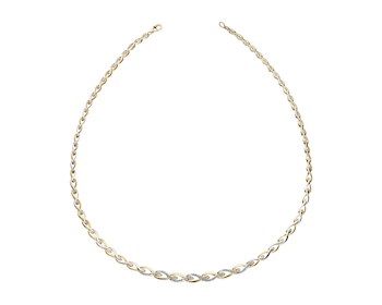 14 K Rhodium-Plated Yellow Gold Necklace with Diamonds - 0,10 ct - fineness 14 K