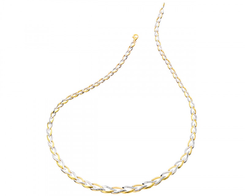 14 K Rhodium-Plated Yellow Gold Necklace with Diamonds 0,10 ct - fineness 14 K