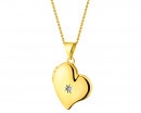 Puzderko z żółtego złota z diamentem - serce