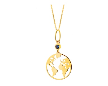 Zlatý přívěsek se zirkonem - Mapa Světa