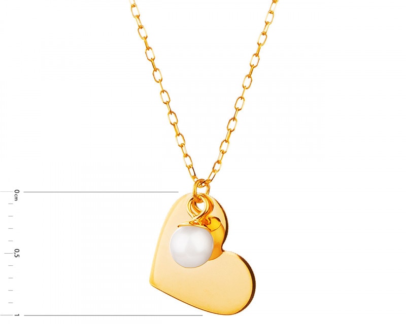 Złoty naszyjnik z perłą, ankier - serce