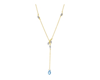 9 K Rhodium-Plated Yellow Gold Necklace with Diamonds 0,02 ct - fineness 9 K