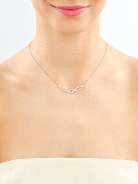 9 K Rhodium-Plated Yellow Gold Necklace with Diamonds - 0,01 ct - fineness 9 K