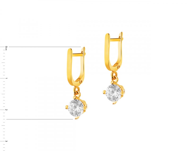 14 K Yellow Gold Earrings with Cubic Zirconia