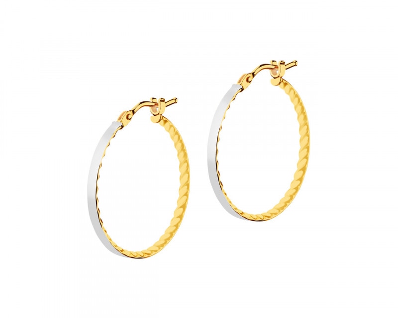 14 K Rhodium-Plated Yellow Gold Earrings