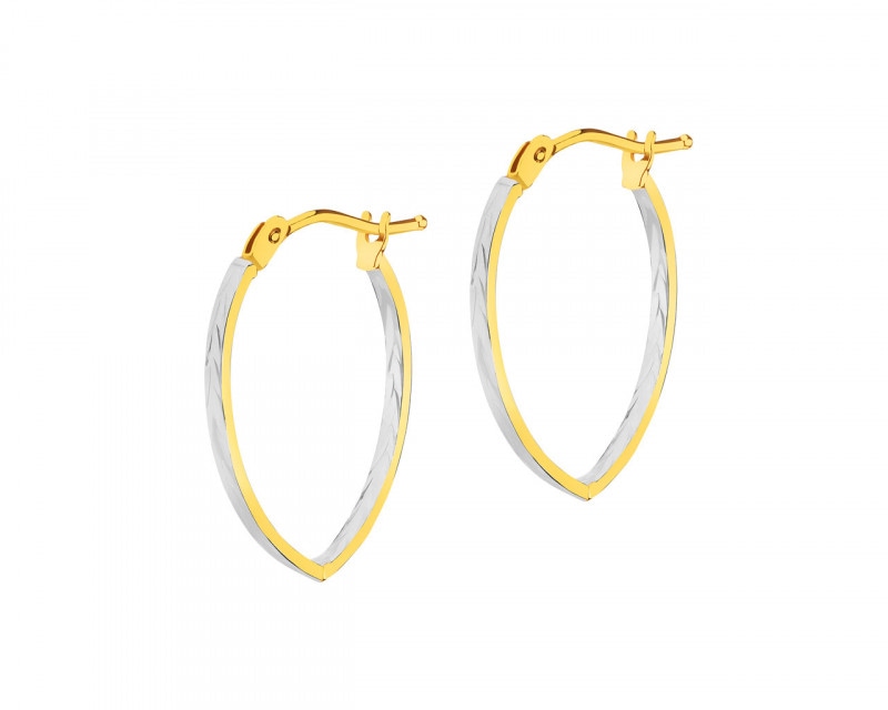 14 K Rhodium-Plated Yellow Gold Earrings 