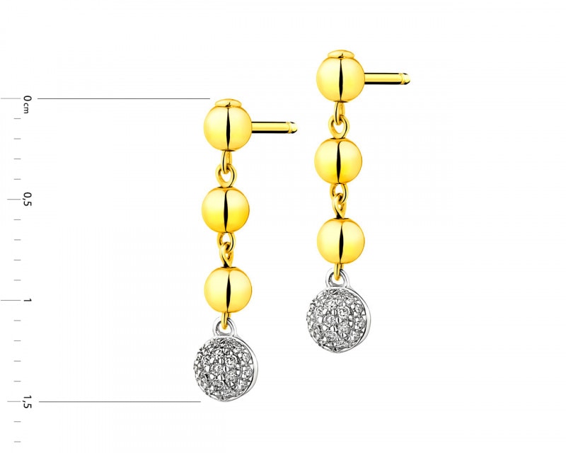 9 K Rhodium-Plated Yellow Gold Earrings with Diamonds 0,09 ct - fineness 9 K
