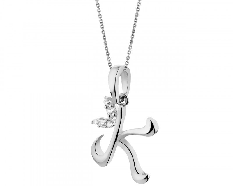 585 Rhodium-Plated White Gold Pendant with Cubic Zirconia