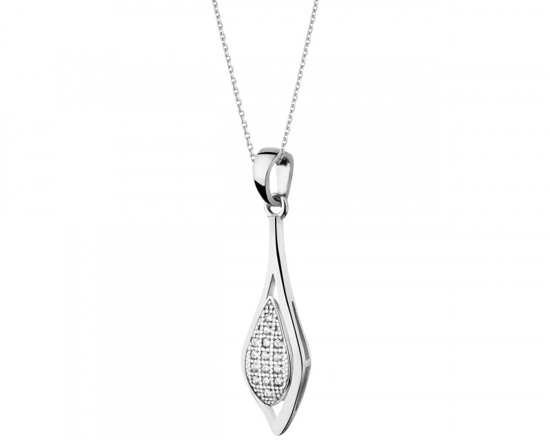 585 Rhodium-Plated White Gold Pendant with Cubic Zirconia
